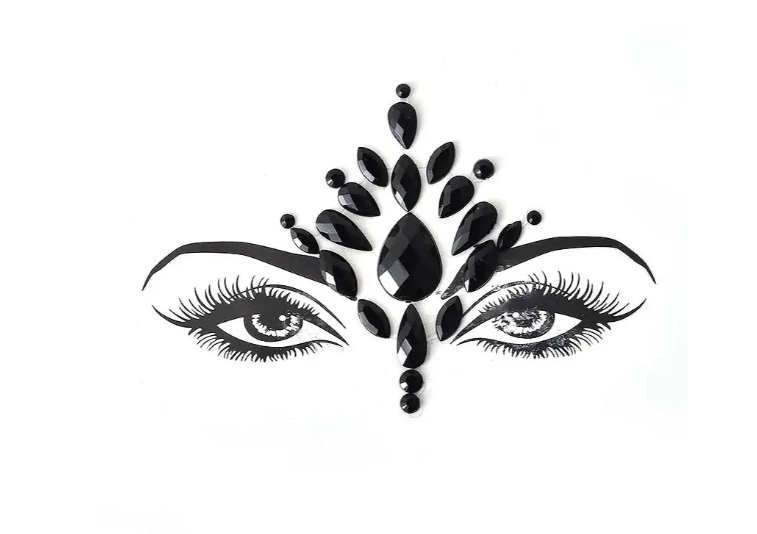 Стрази на обличчя для свята камені One size Чорний (9088/76) Стрази на обличчя для свята камені One size Чорний (9088/76)