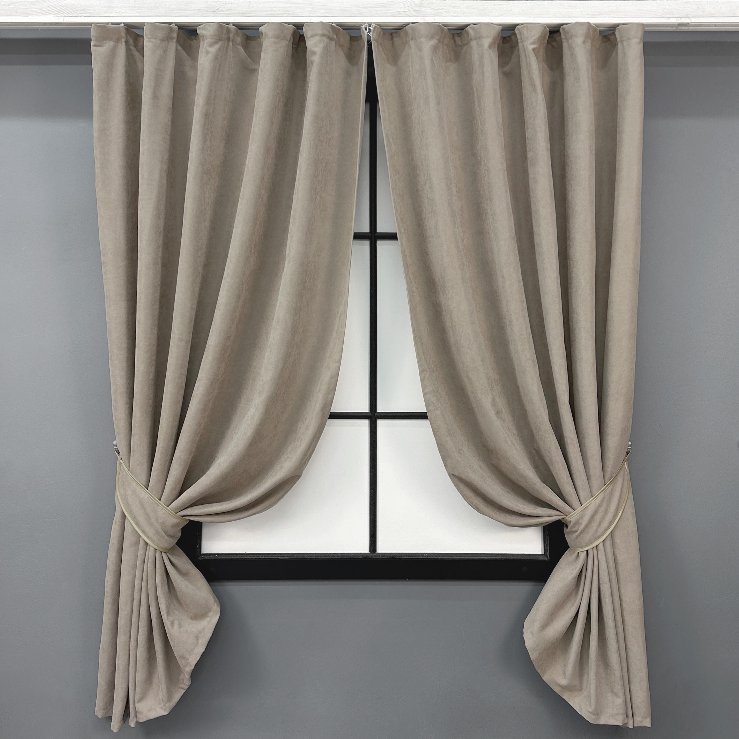 Комплект коротких штор VR-Textil микровелюр Petek YL №1708ш 130х170 см 2 шт. Тауп (35-0404)
