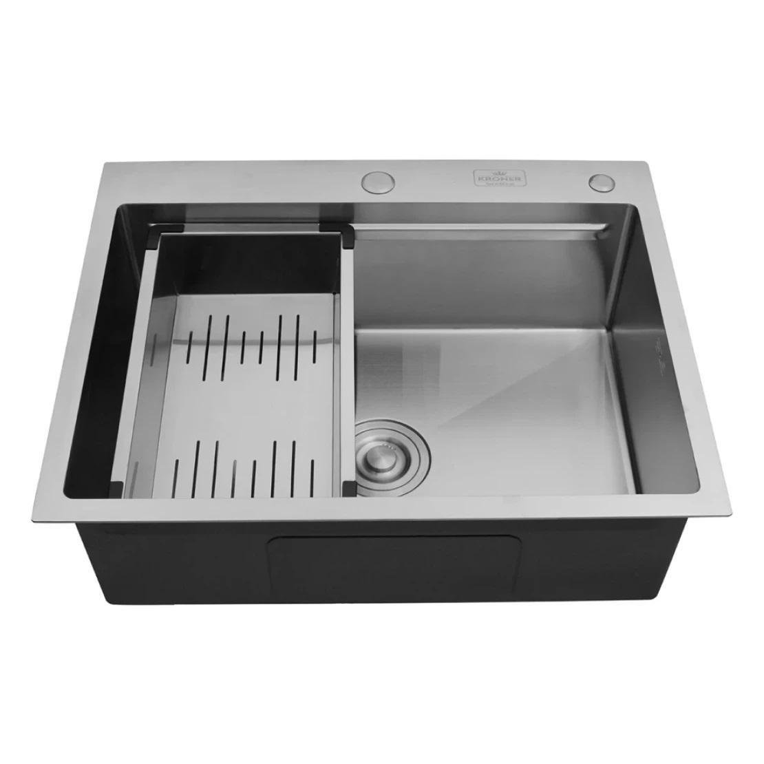 Кухонная мойка Kroner KRP Geburstet-6350HM и кран для кухни Kroner KRP Edelstahl Klassisch ESG035 (13681742)