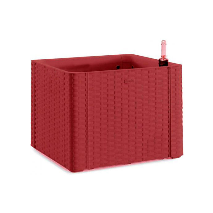 Вазон квадратный с автополивом Stefanplast DELUXE и индикатором уровня воды 43х33 см Красный (75708)