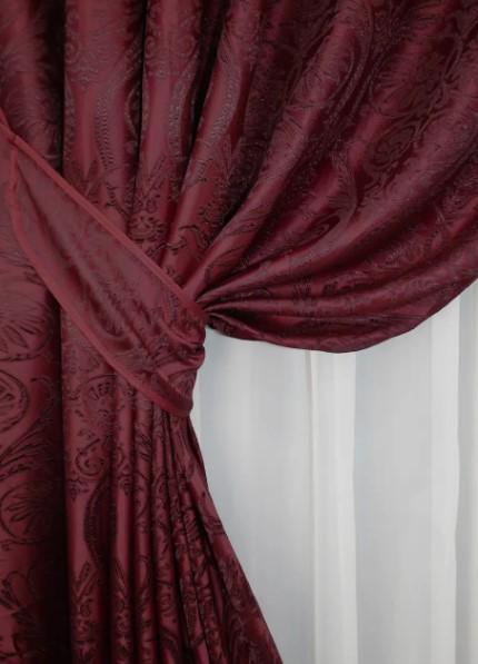 Комплект штор з жакарду 1,5х2,7 м 2 шт. Бордовий (1455ш) - фото 6
