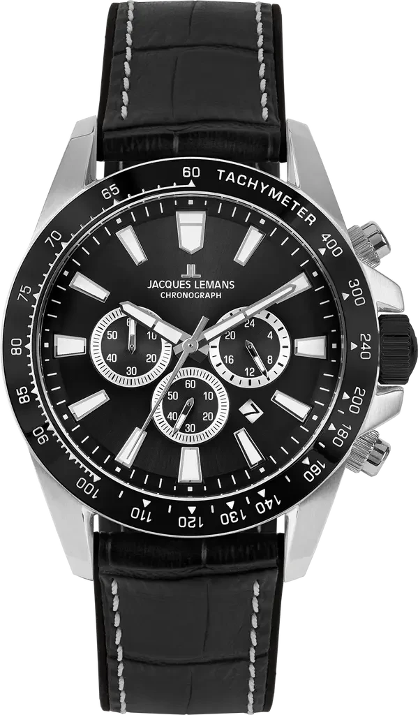 Наручные часы мужские Jacques Lemans Liverpool 1-2140A со стальным корпусом WR 100 м и черным циферблатом Наручные часы мужские Jacques Lemans Liverpool 1-2140A со стальным корпусом WR 100 м и черным циферблатом