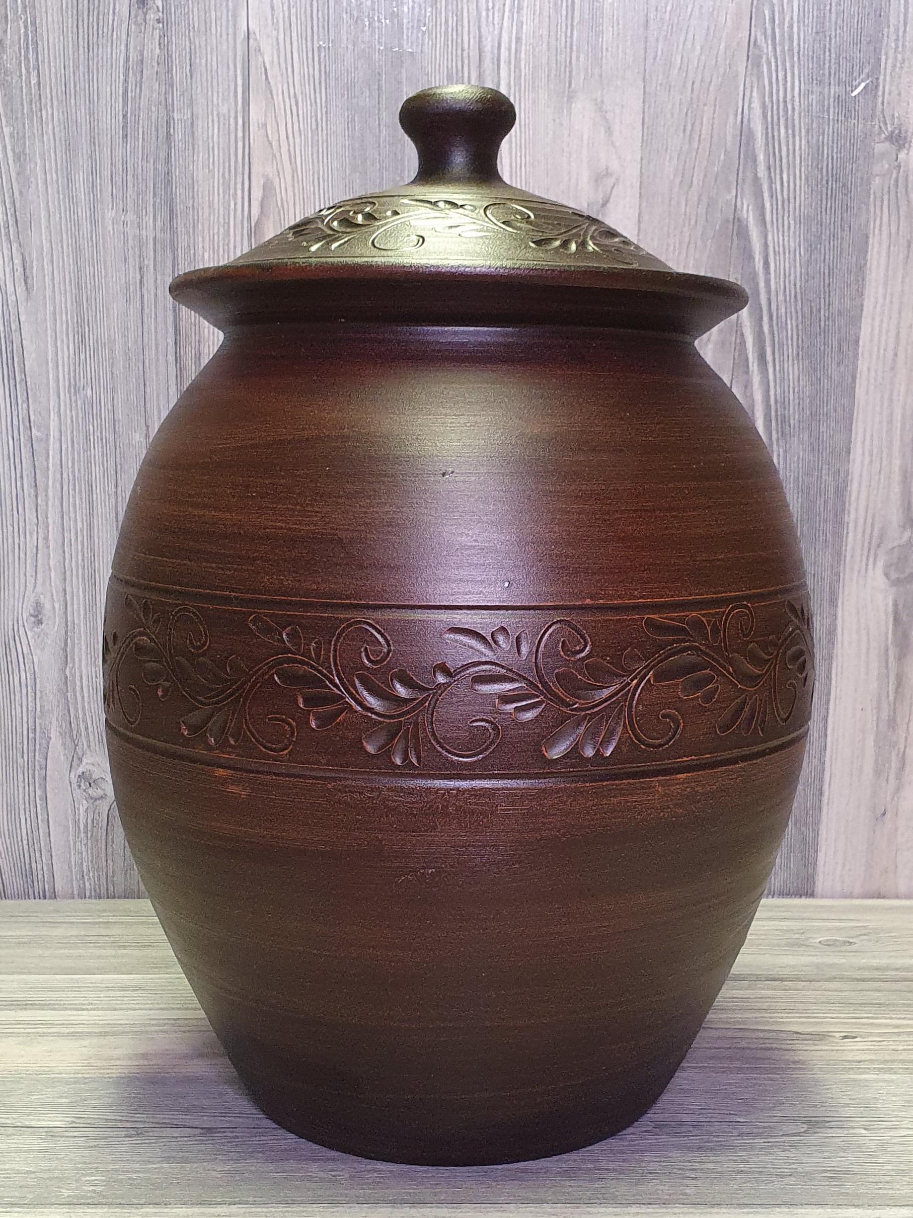 Бочонок для солений из красной глины (5250)