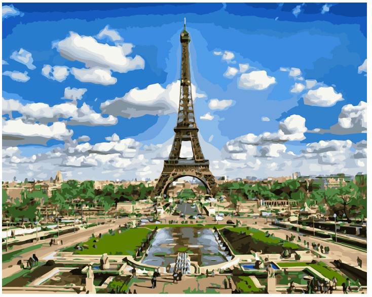 Картина по номерам Эйфелева Башня на Закате, 40x50 см. Цветной мир ярких идей