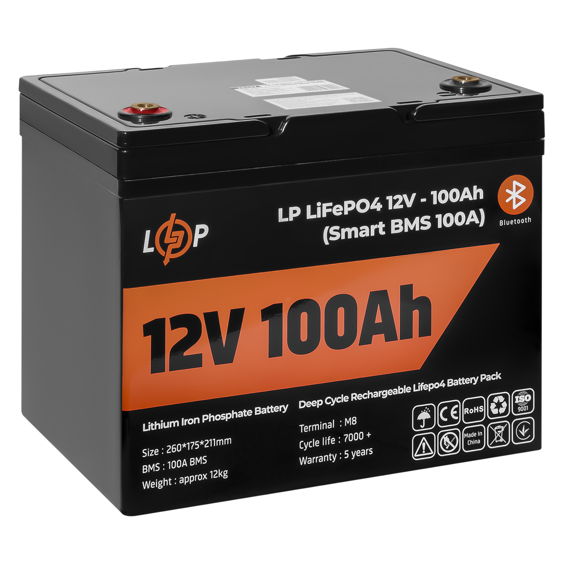 Аккумулятор для ИБП LP LiFePO4 12V 100 Ah/1280Wh Smart BMS 100А с Bluetooth (20197) - фото 4 Аккумулятор для ИБП LP LiFePO4 12V 100 Ah/1280Wh Smart BMS 100А с Bluetooth (20197) - фото 4