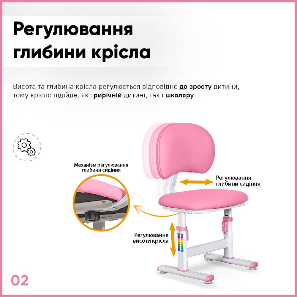 Дитяча шкільна парта з стільцем Evo-kids BD-22 PN Рожевий - фото 2