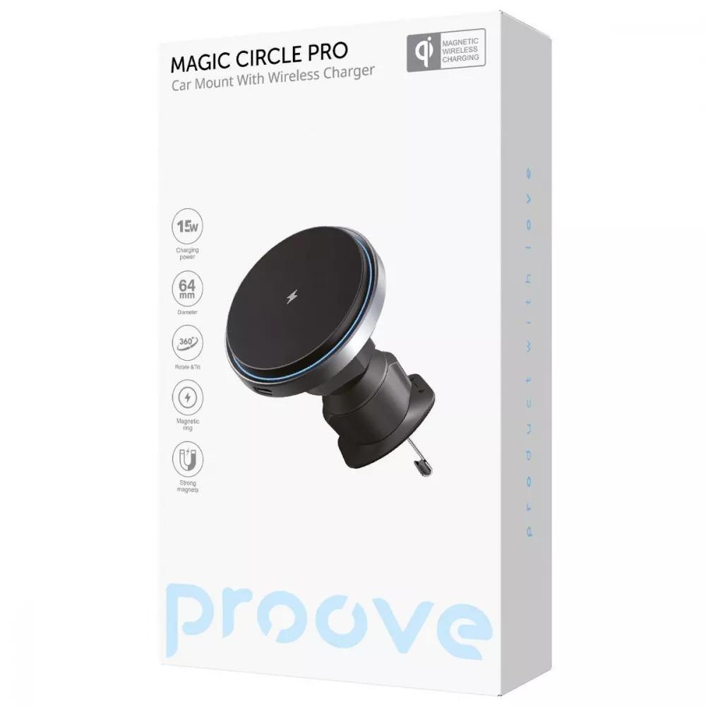 Автомобільний тримач з бездротовим ЗП Proove Magic Circle Pro 15W Black - фото 2