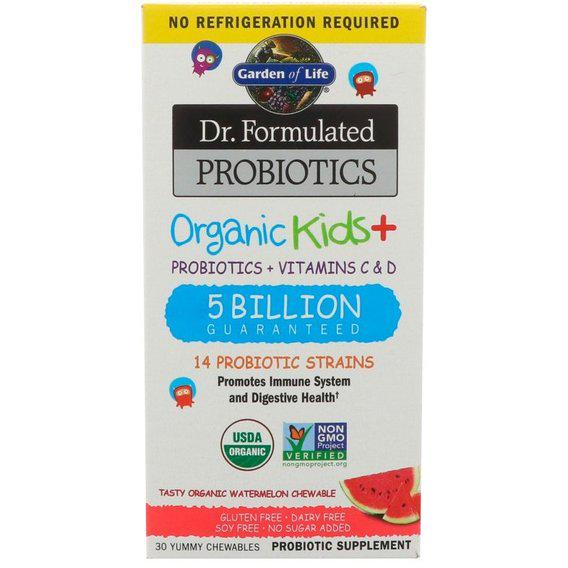 Пробиотик Garden of Life Dr. Formulated Probiotics Organic Kids + 30 Yummy Chewables Tasty Organic Watermelon (GOL-12215)