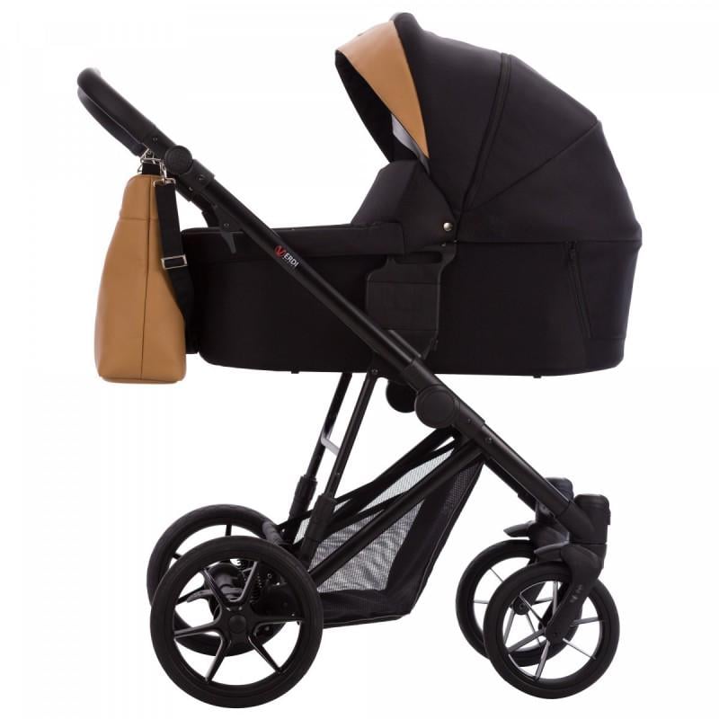 Коляска Verdi Monaco универсальная 3в1 с автокреслом/чехлом на ножки и дождевик Черный/Бежевый