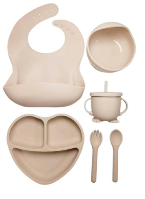 Набор посуды детский силиконовый для первого кормления Сердечко Бежевый (4658523) Набор посуды детский силиконовый для первого кормления Сердечко Бежевый (4658523)