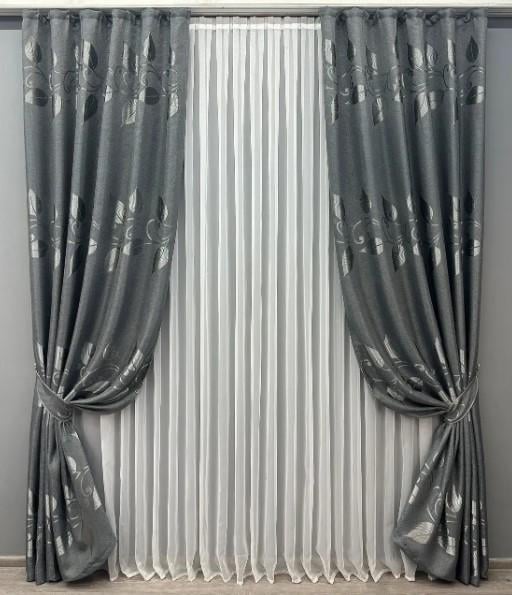 Шторы лен рогожка 1,5х2,75 м 2 шт. Серый (1692ш 33-0586)