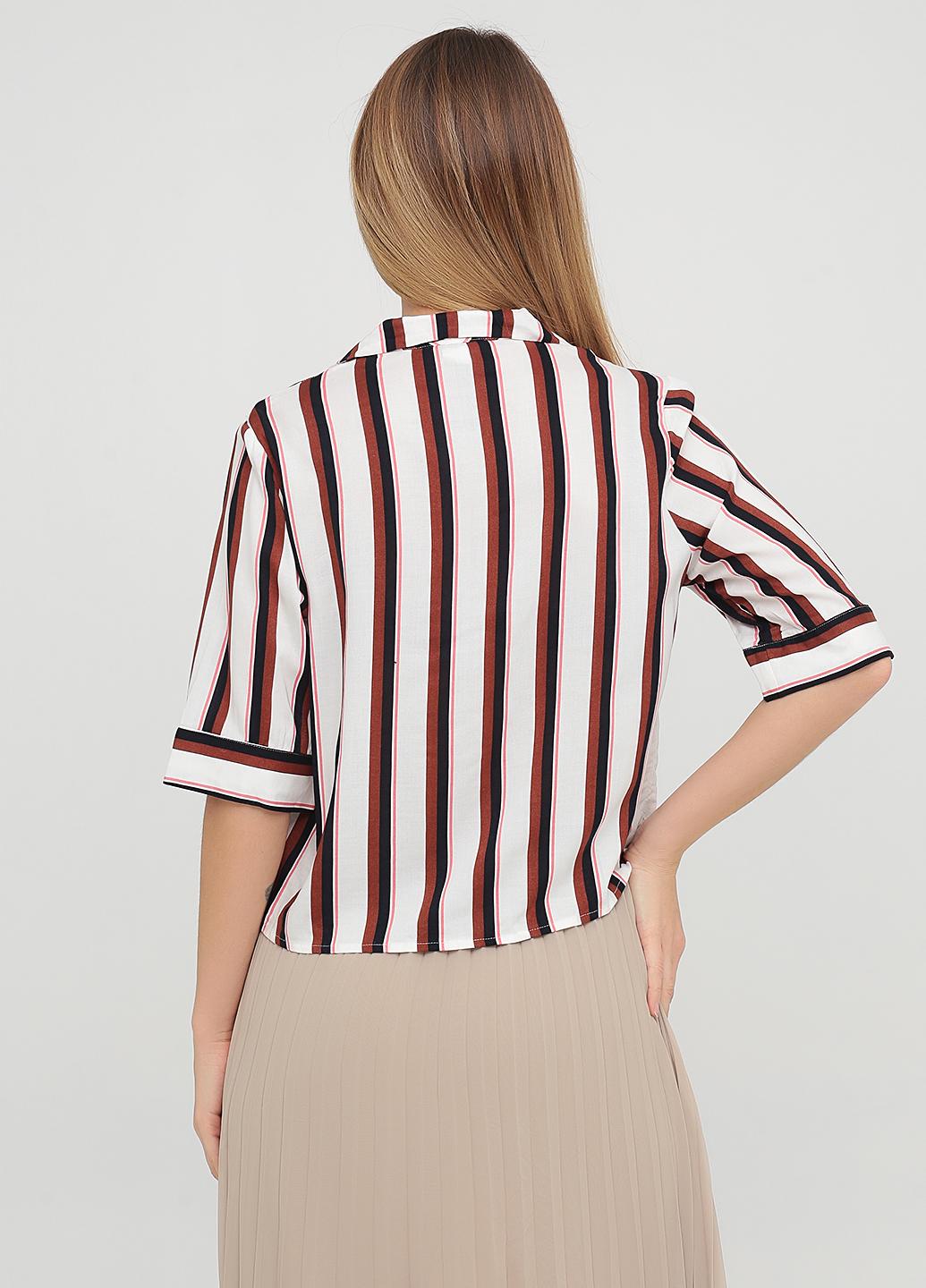 Блуза с коротким рукавом р. L Бело-коричневый (6098469bar) - фото 2