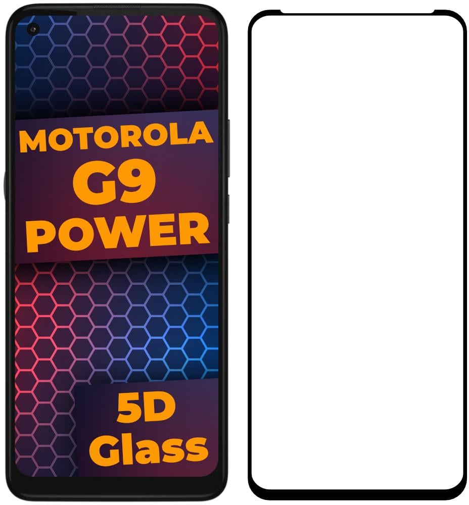 Стекло 5D Motorola G9 Power защитное Full Glue Black (23086)