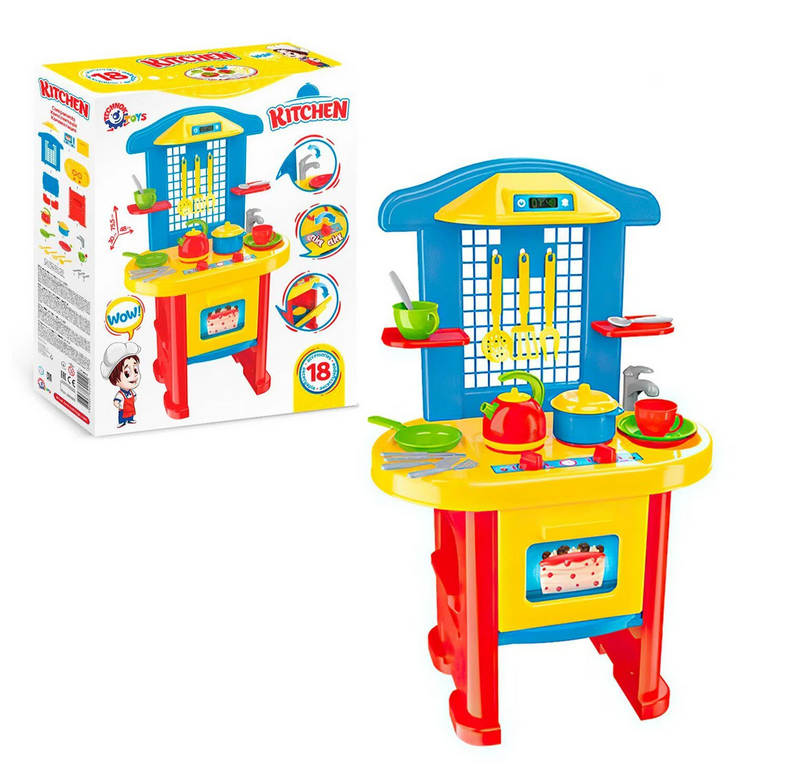 Детский игровой набор кухня с посудой и принадлежностями Разноцветный (2107-1)