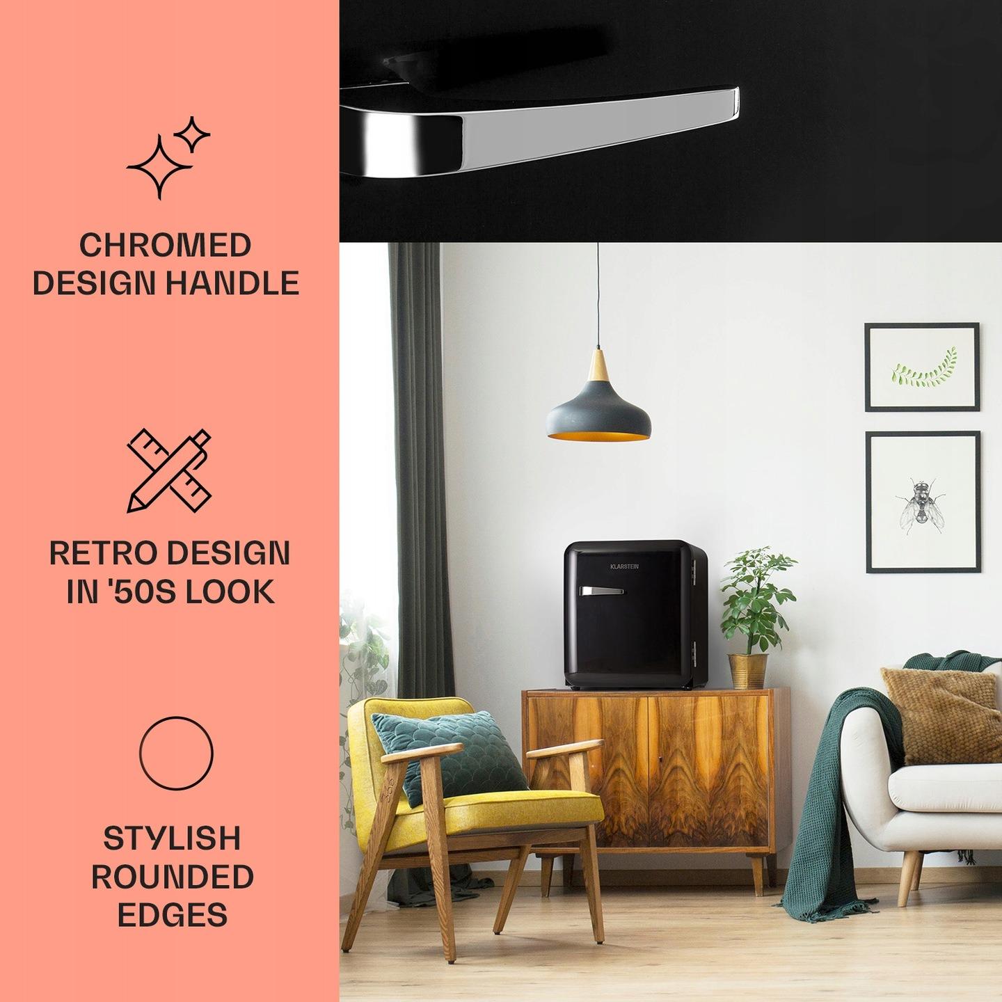 Холодильник мини ретро KLARSTEIN Audrey 2 уровня 48 л (10040738) - фото 6 Холодильник мини ретро KLARSTEIN Audrey 2 уровня 48 л (10040738) - фото 6