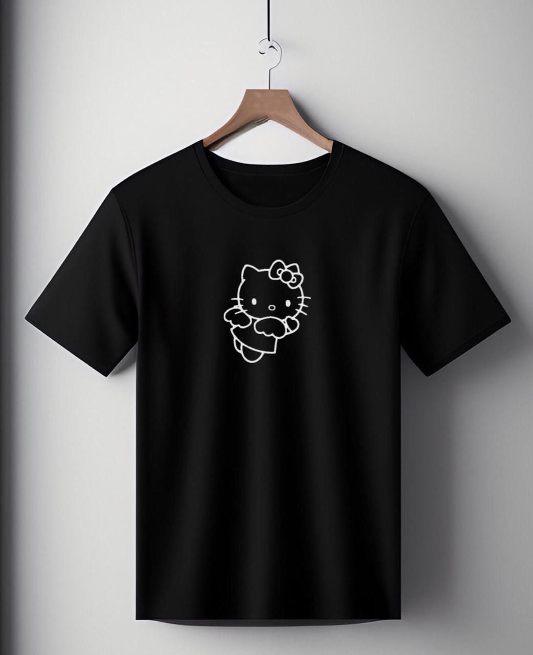 Футболка унисекс Hello Kitty ангел оверсайз S Черный