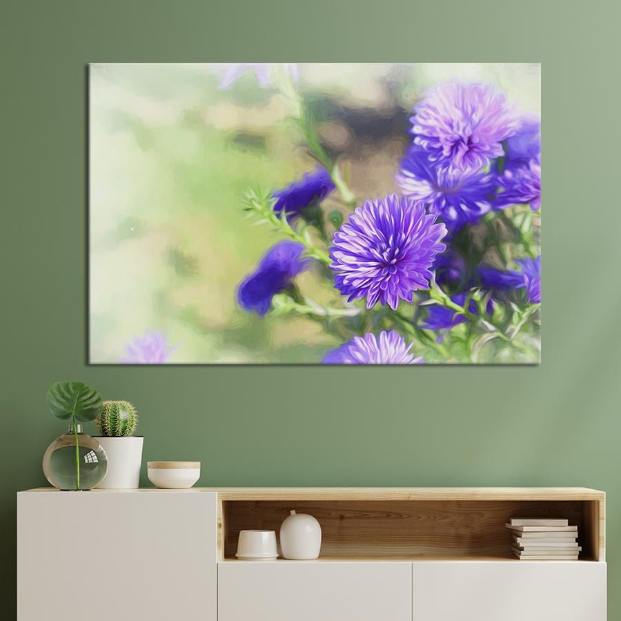 Картина на холсте Синяя хризантема 51x34 см (905-1)