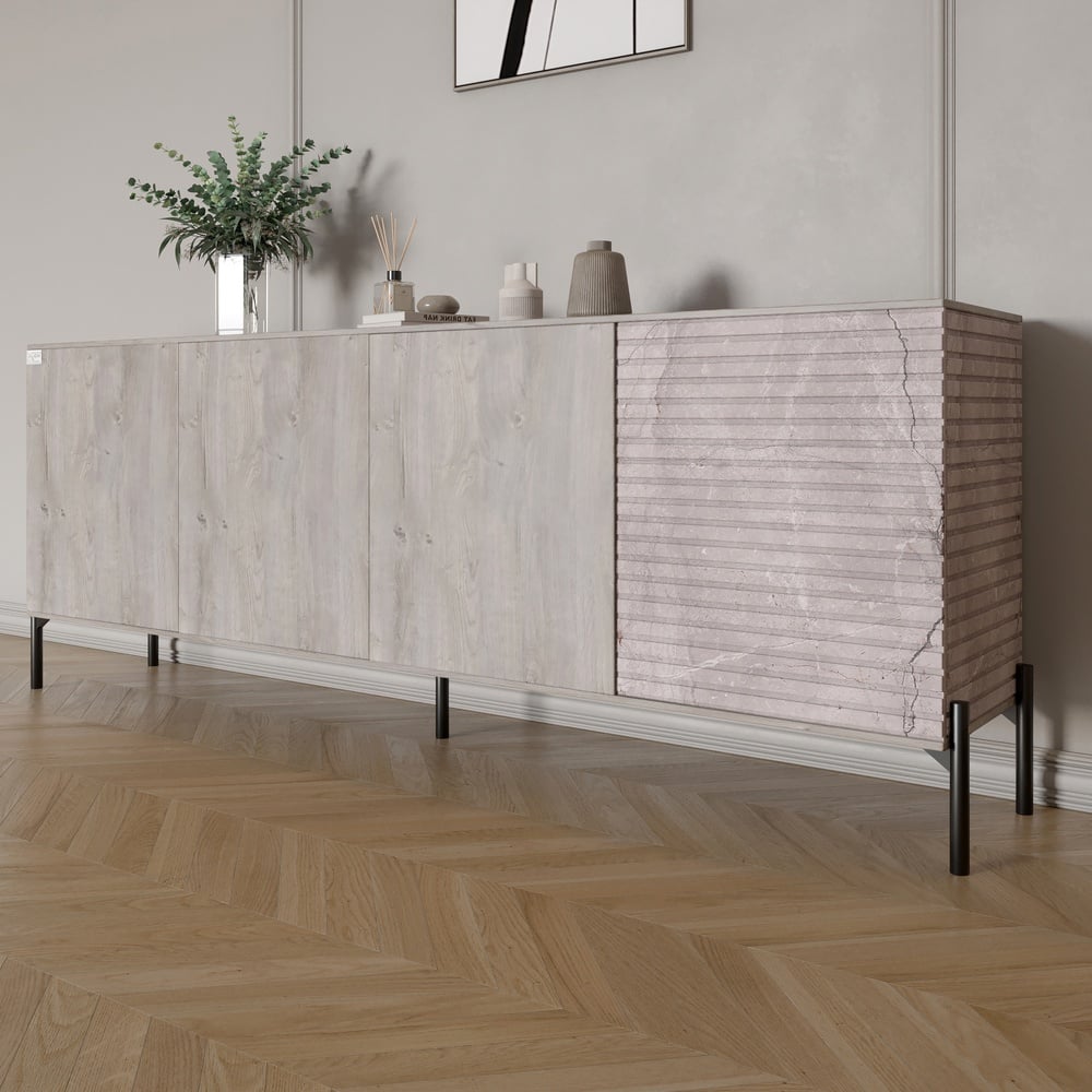 Комод Lion Грей 204x38x76,5 см Шварцвальд/Каминь (LION-042608)