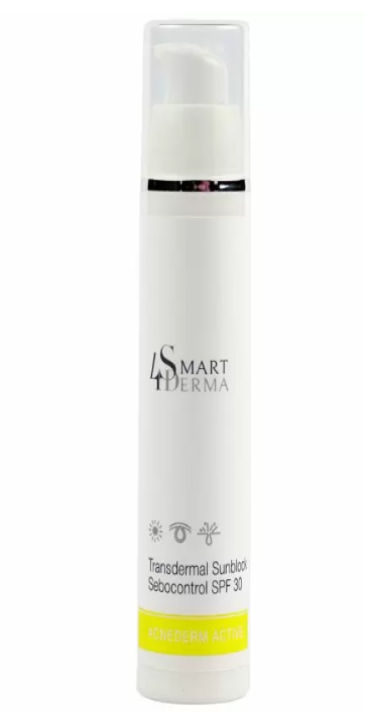 Санблок трансдермальный Smart4Derma Transdermal Sunblock Sebocontrol Cream SPF-30 Acne Derm Active 50 мл (407)