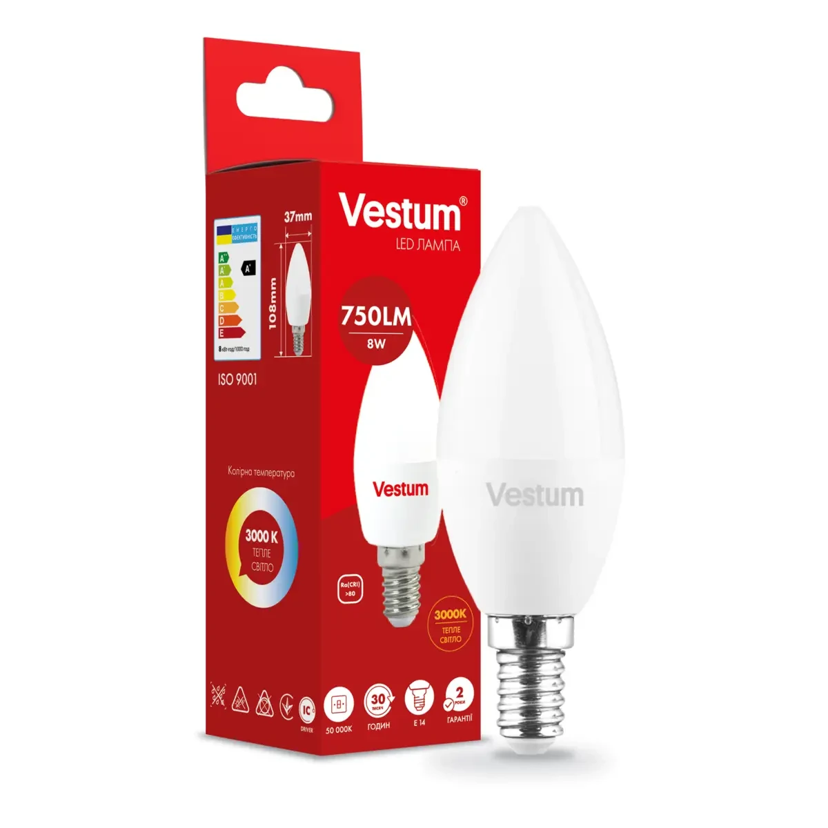 Светодиодная лампа Vestum C37 8W 3000K 220V E14 1-VS-1312 (3100550657) Светодиодная лампа Vestum C37 8W 3000K 220V E14 1-VS-1312 (3100550657)