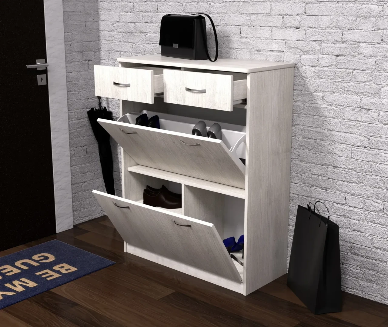 Тумба для обуви Kontinent No4 80х35х101 см Дуб Шамони Светлый (50614486) - фото 1 Тумба для обуви Kontinent No4 80х35х101 см Дуб Шамони Светлый (50614486) - фото 1