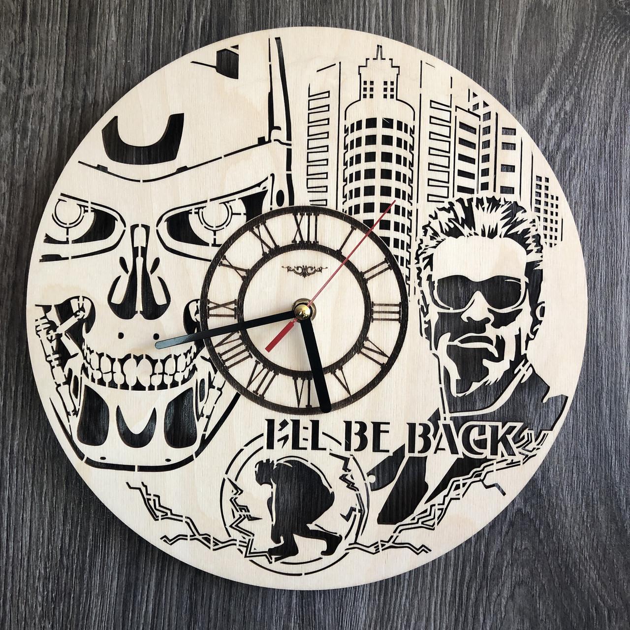 Часы настенные дизайнерские из дерева Терминатор