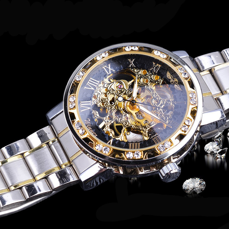 Годинники чоловічий з стразами Winner Diamonds W614 Silver/Gold/Black - фото 6 Годинники чоловічий з стразами Winner Diamonds W614 Silver/Gold/Black - фото 6