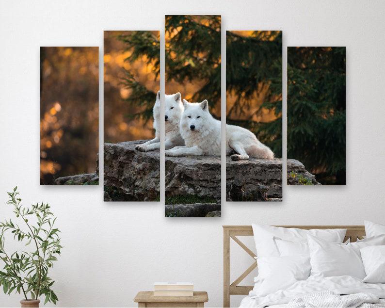 Модульная картина на холсте из пяти частей KIL Art Пара волков 112x68 см (M51_M_61)