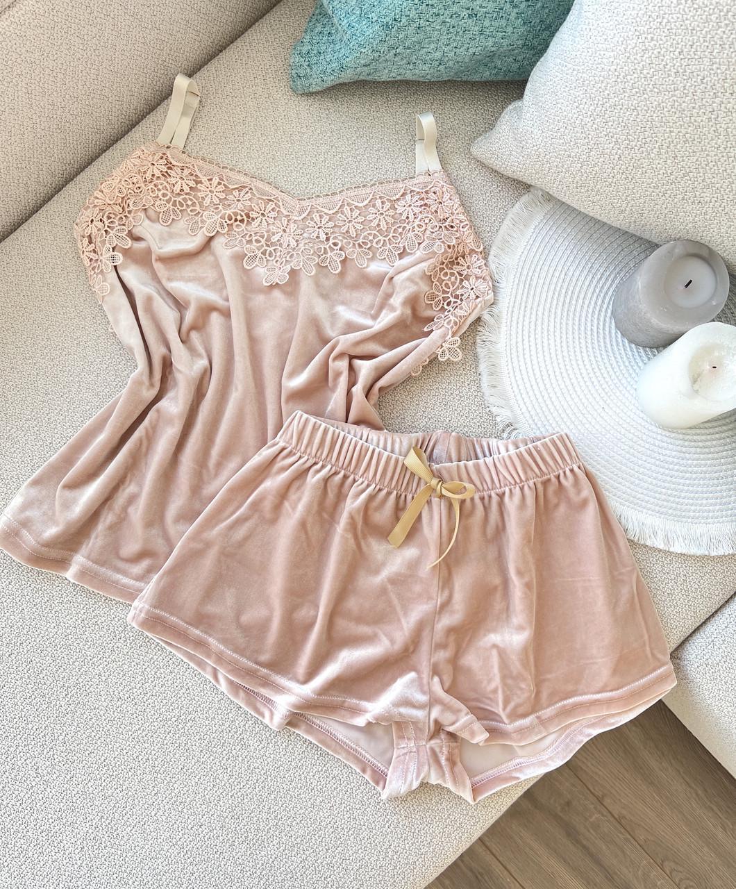 Пижама женская велюровая L Beige (2037431402)