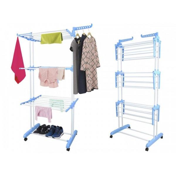 Сушка для білизни складна Garment Rack Вертикальна на 3 яруси з колесами - фото 4