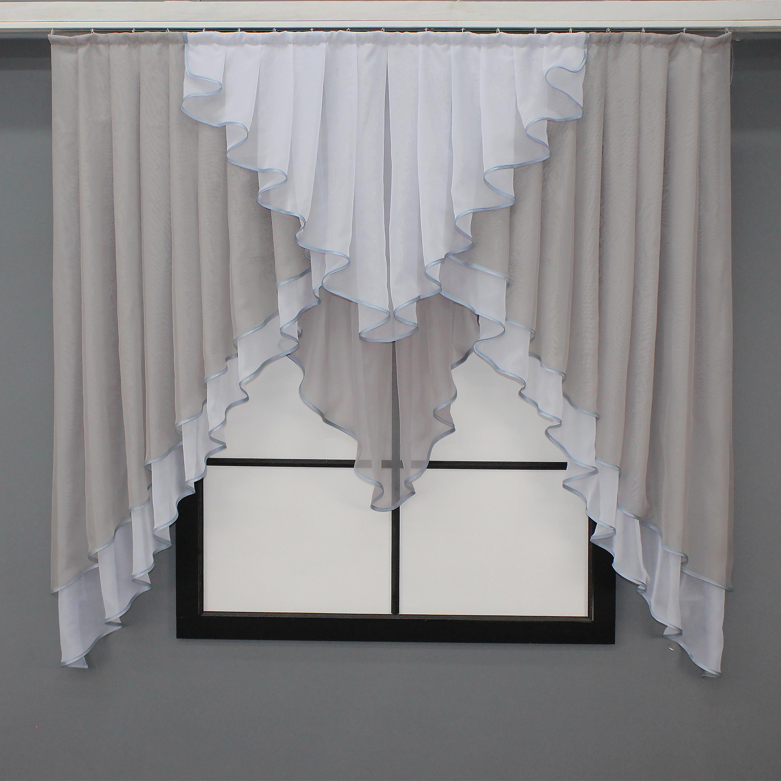 Ламбрекен кухонный VR-Textil № 022к 150х150 см Серый/Белый (52-0703)