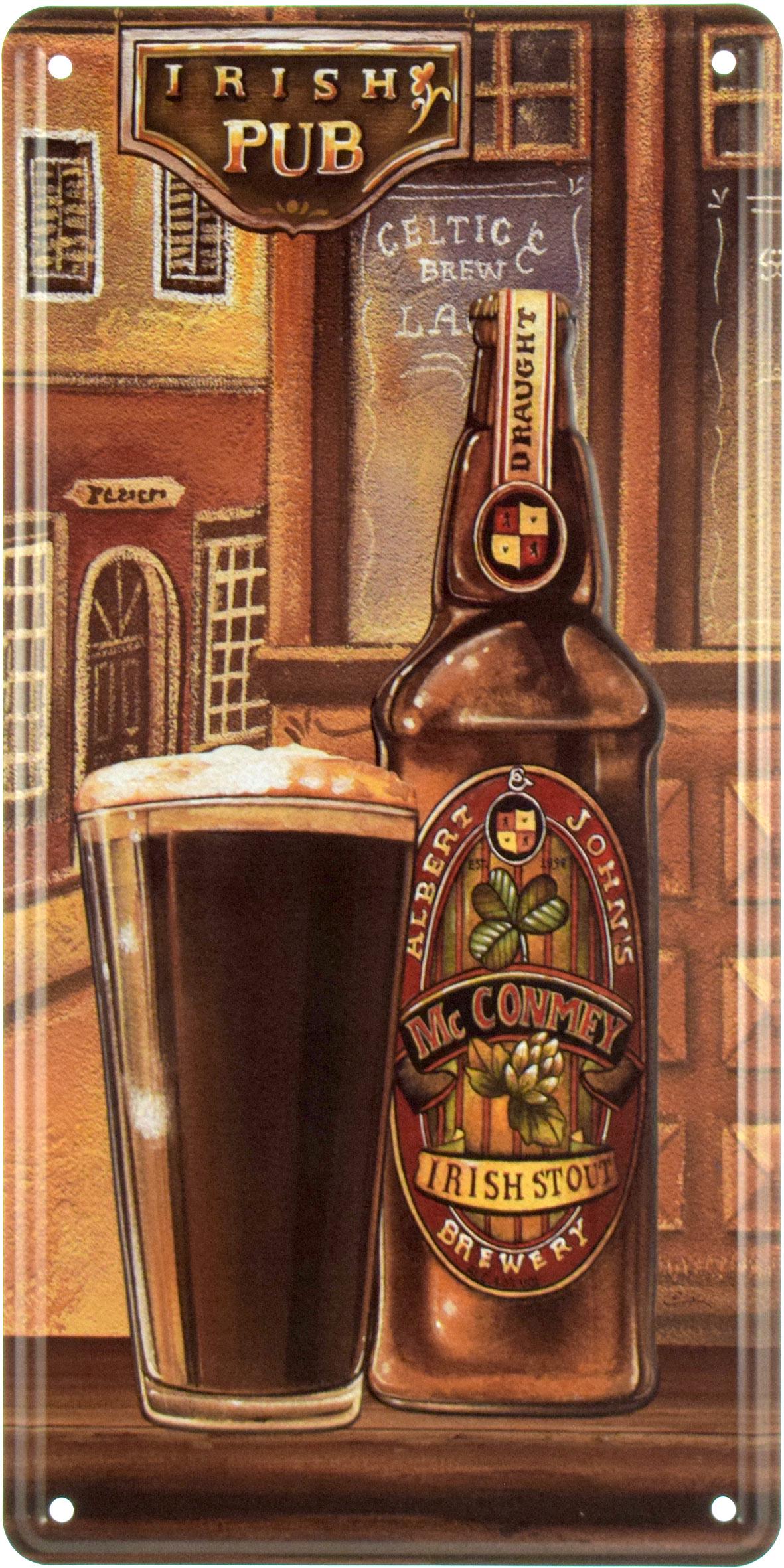 Табличка металлическая Ирландский Паб/Irish Pub Irish Stout 15x30 см