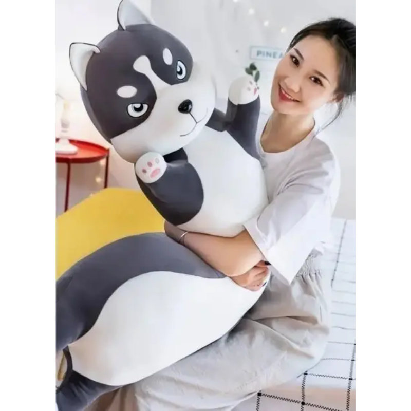 М'яка іграшка-подушка плюшева Хаскі 112 см Темно-сірий (2529690591) - фото 10