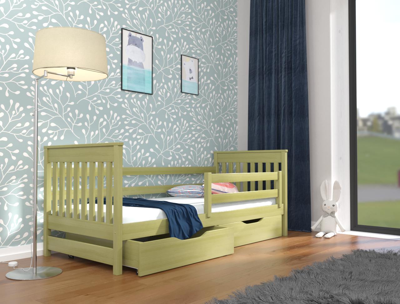 Кровать односпальная в детскую Luna mebli Адель с бортиком/ящиками 80х200 см Хаки (38585)
