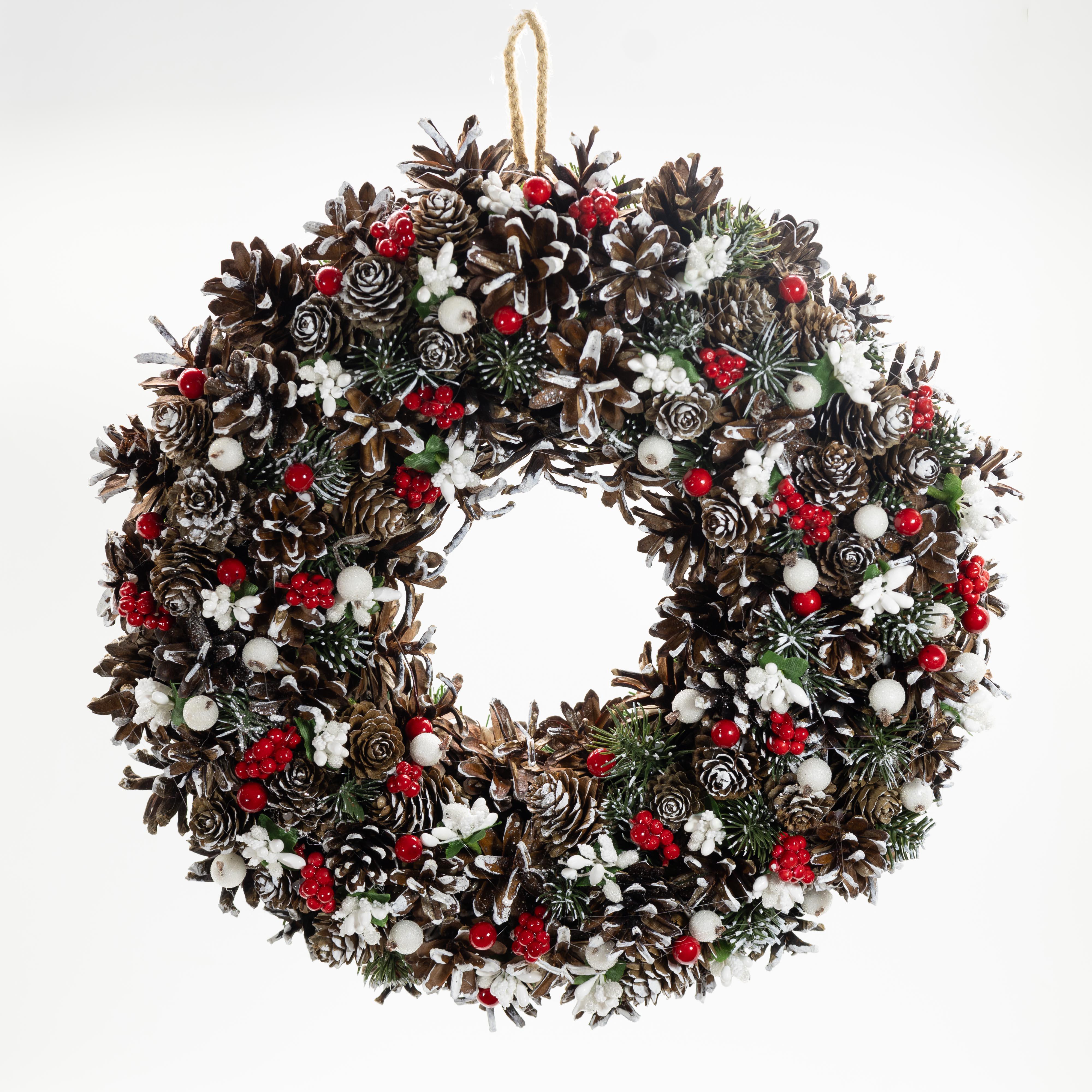 Венок рождественский ДАЙС из шишек и елочных веток 33 см (В3301) - фото 1 Венок рождественский ДАЙС из шишек и елочных веток 33 см (В3301) - фото 1