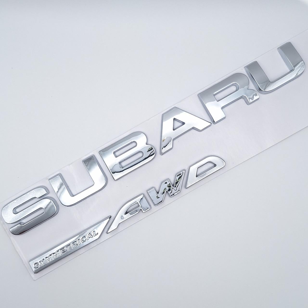 Эмблема надпись Subaru Symmetrical AWD на заднюю часть 21,5х5 см Хром глянцевый (2343698751)