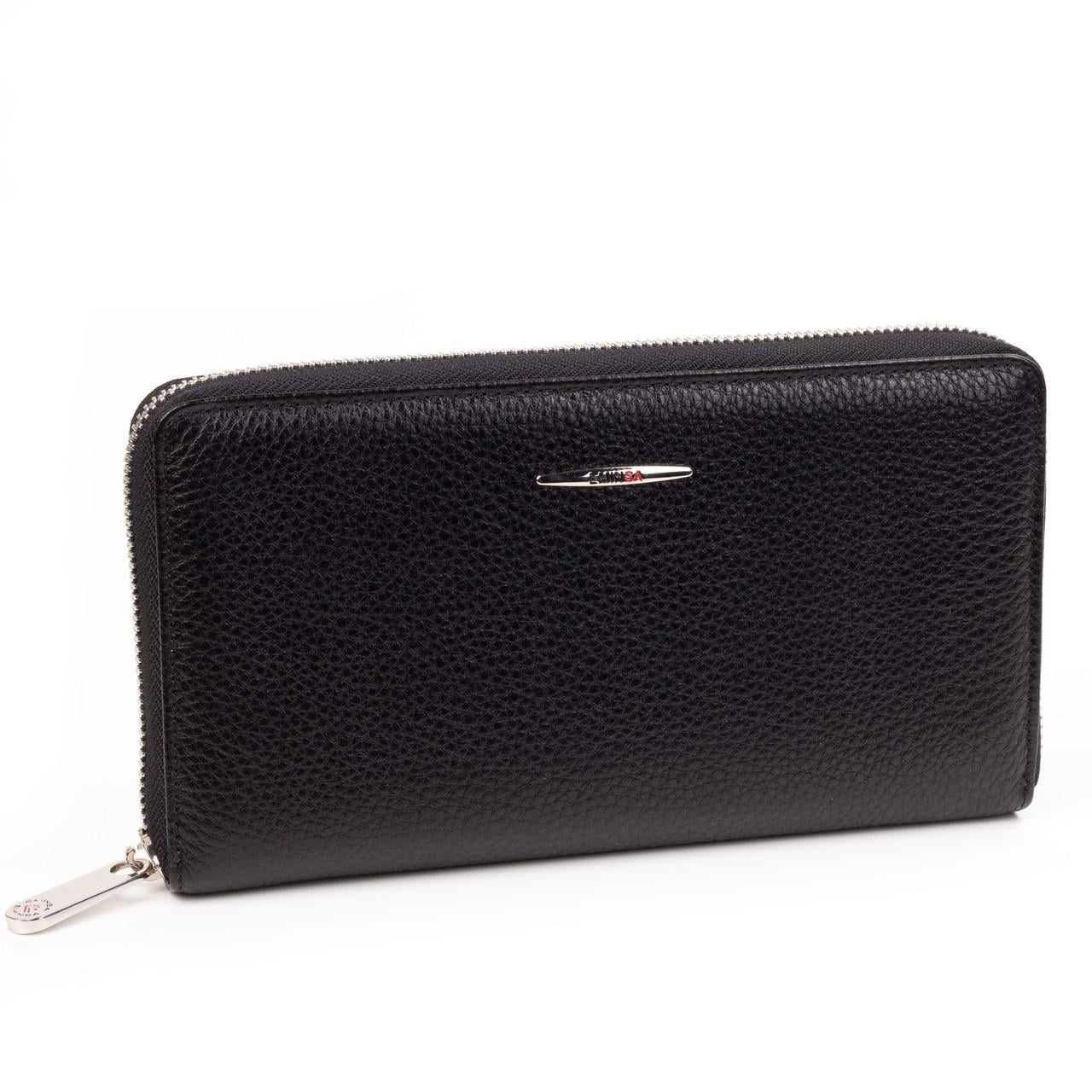 Гаманець жіночий шкіряний на блискавці eminsa 2152-18-1 Чорний