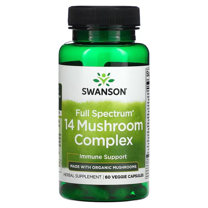 Комплекс грибов Swanson Full Spectrum 14 Mushroom Complex 60 Veggie капсул