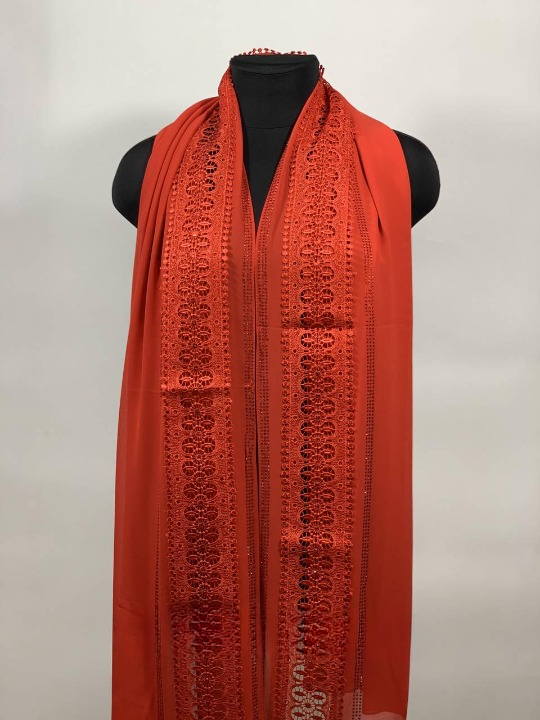 Шарф шифоновый с камешками Красный (ШарфШиф31)