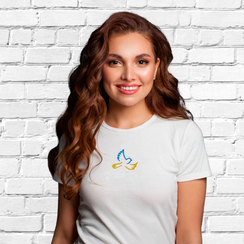 Футболка з вишивкою голуба 02-1 жіноча L Білий (682713-16-4)