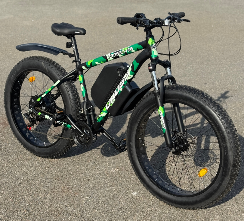 Велосипед з Е-комплектом Crossover 26х4,0" 2025 48 В 750 Вт MXUS 18 Ah до 65 км запас ходу дисплей LSD-10 Green