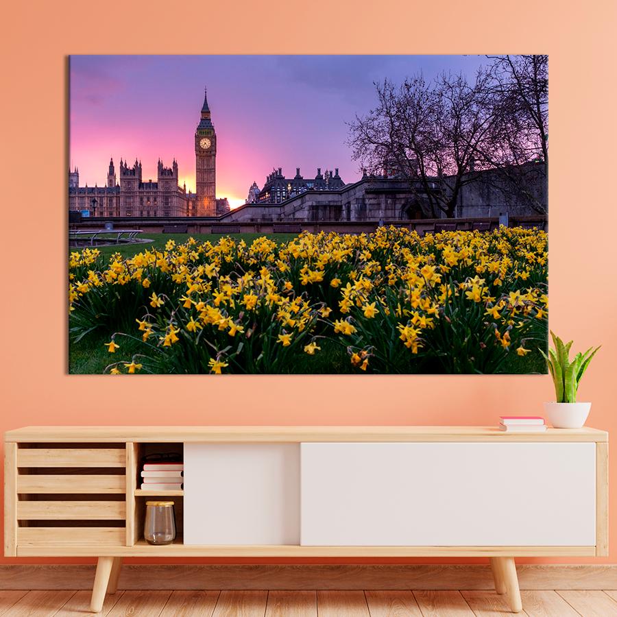 Картина город Весна в Лондоне 120x80 см (A755-1)