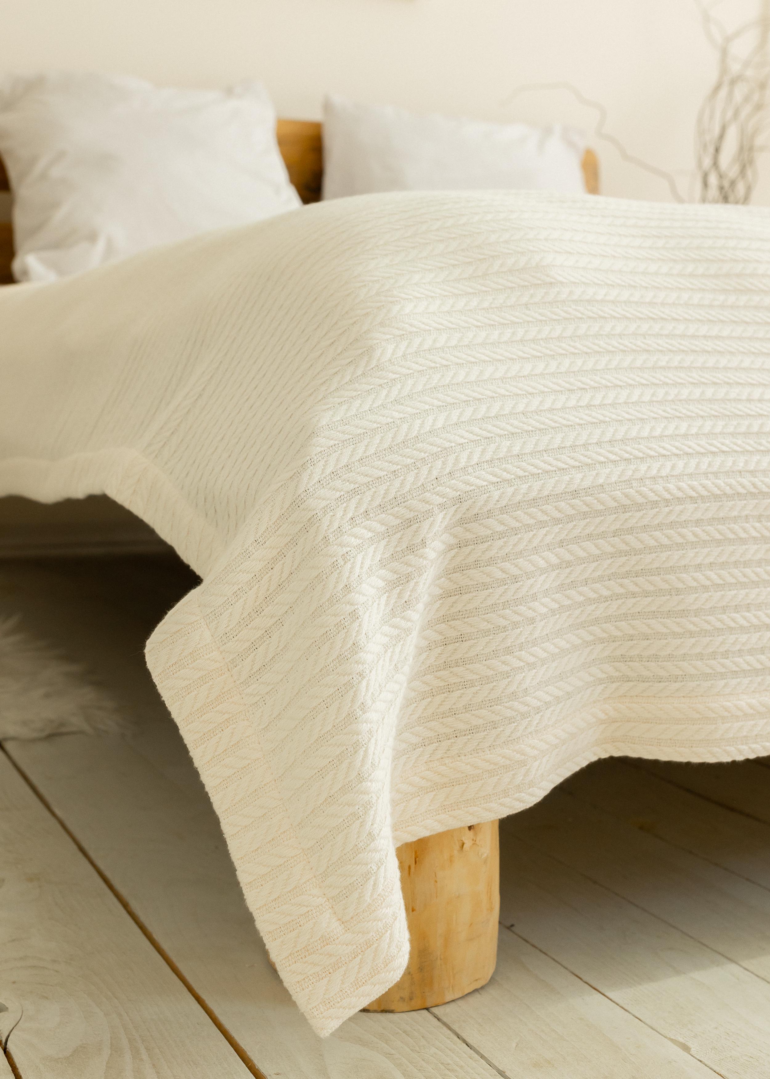 Покрывало Косичка хлопок 140x230 см Молочный (18256007) - фото 2 Покрывало Косичка хлопок 140x230 см Молочный (18256007) - фото 2