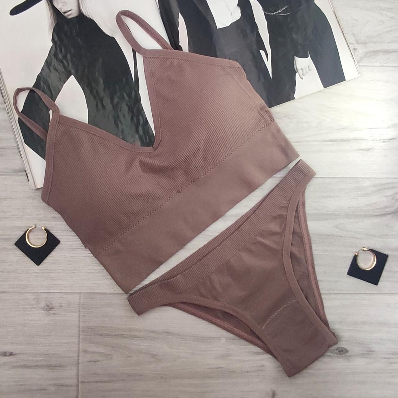 Комплект нижнего белья в рубчик M/L Желтый (1726732083) - фото 5