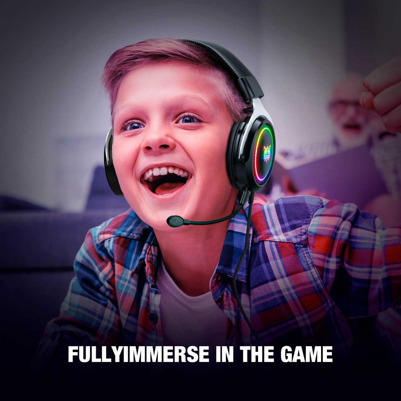 Наушники игровые ONIKUMA X10 накладные с LED подсветкой/микрофоном - фото 4 Наушники игровые ONIKUMA X10 накладные с LED подсветкой/микрофоном - фото 4