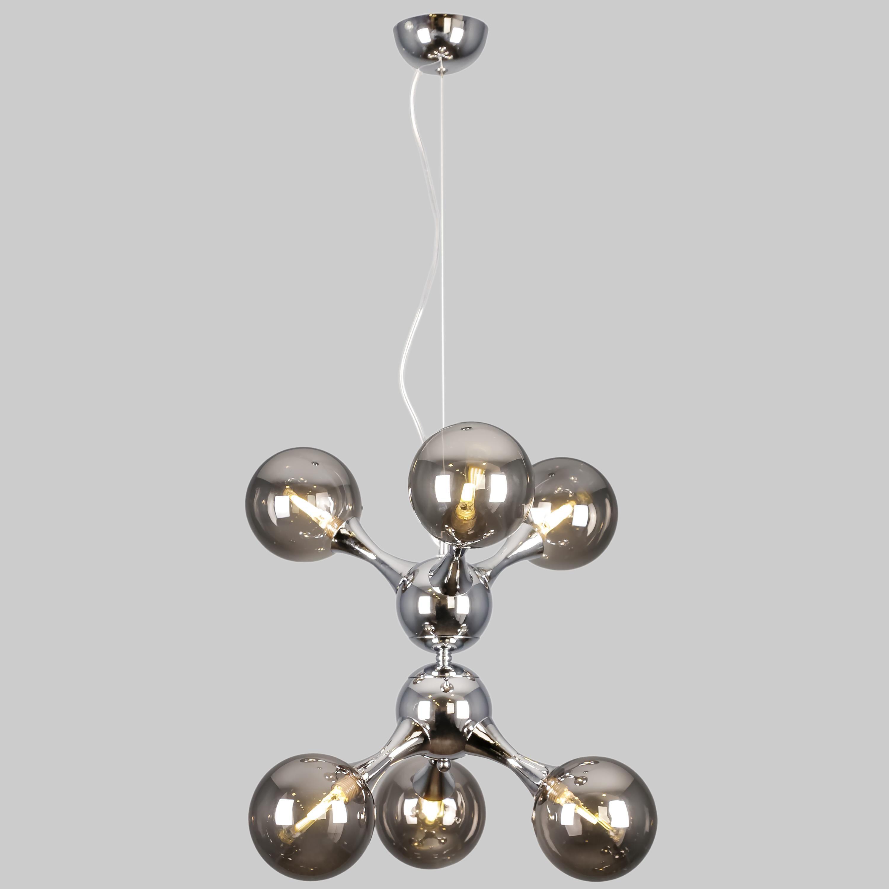 Люстра подвесная Молекула на 6 ламп Хром (52-9816-6 CR+BK) Люстра подвесная Молекула на 6 ламп Хром (52-9816-6 CR+BK)