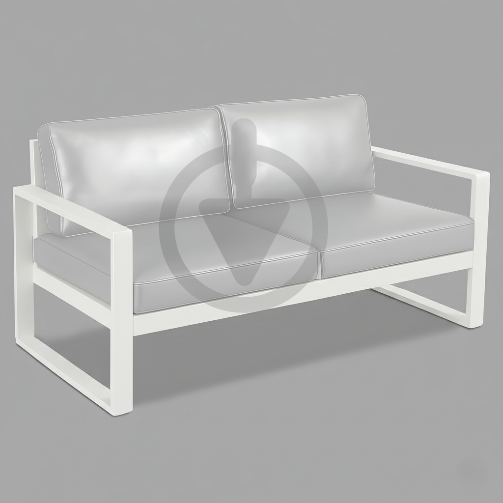 Диван металлический AVVS Бостон уличный 130 см лофт с подлокотниками экокожа Белый/Белый