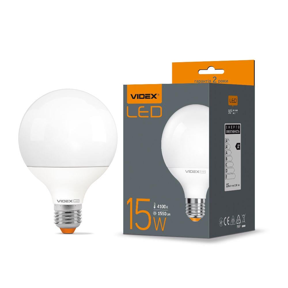 Лампа LED Videx G95e 15W E27 4100K