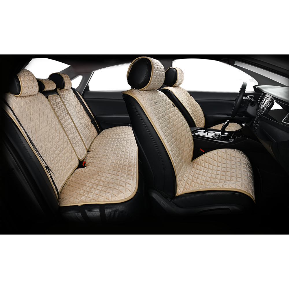 Накидки на сидіння авто Elegant Milano EL 700 304 передні та задні з алькантари Бежевий (2082938857)