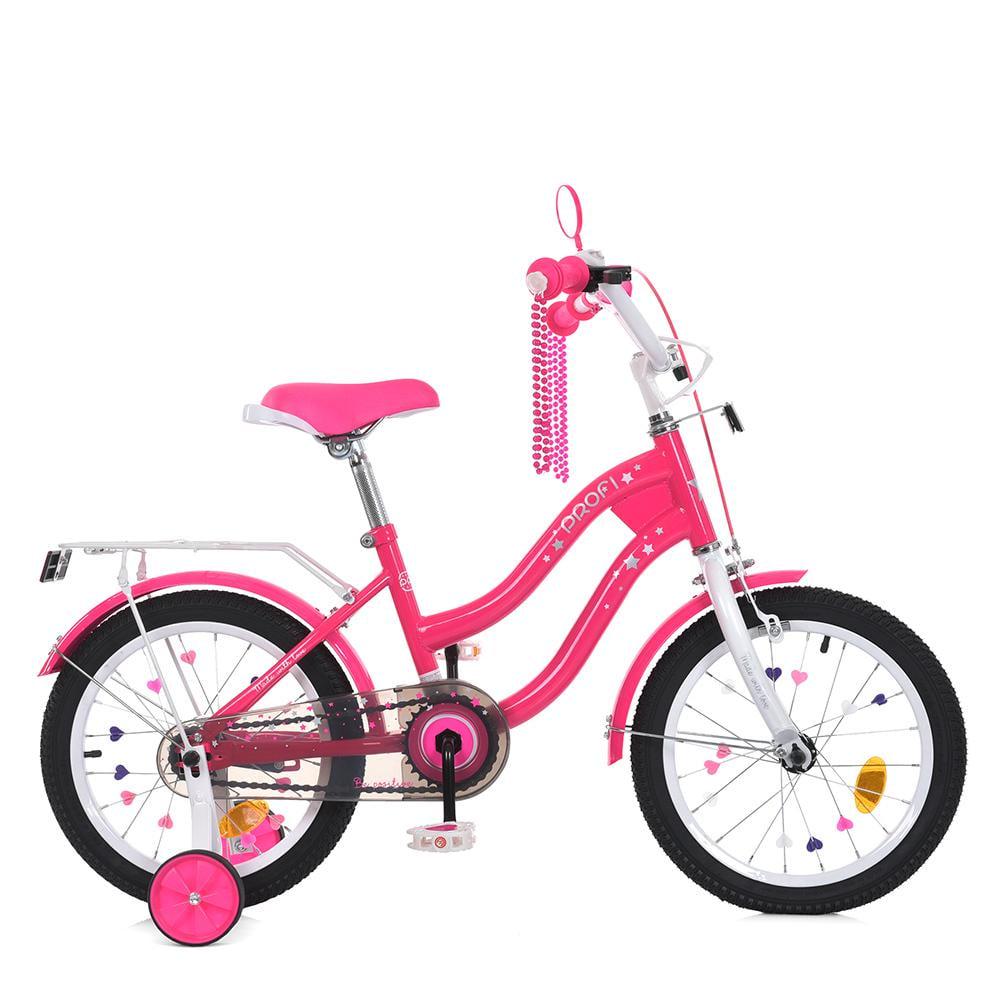 Велосипед для дівчинки PROF1 Star 18" з багажником Малиновий - фото 2 Велосипед для дівчинки PROF1 Star 18" з багажником Малиновий - фото 2